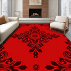 Bold Red Elaborate Scroll Medallion Rug