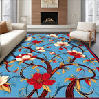 Vibrant Floral Vine Art Design Rug