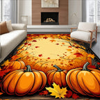 Autumn Leaves Pumpkins Pattern Rug