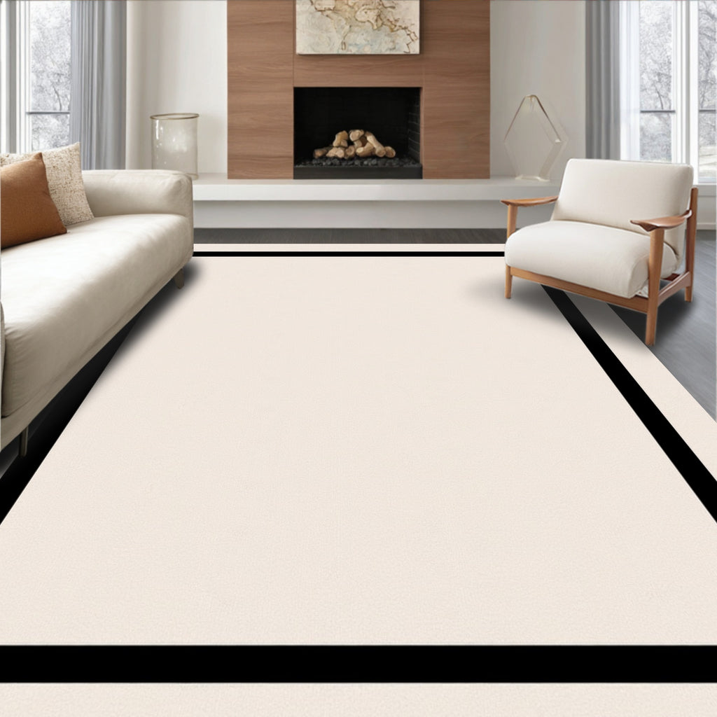 Minimalist Black Border Simple Square Rug