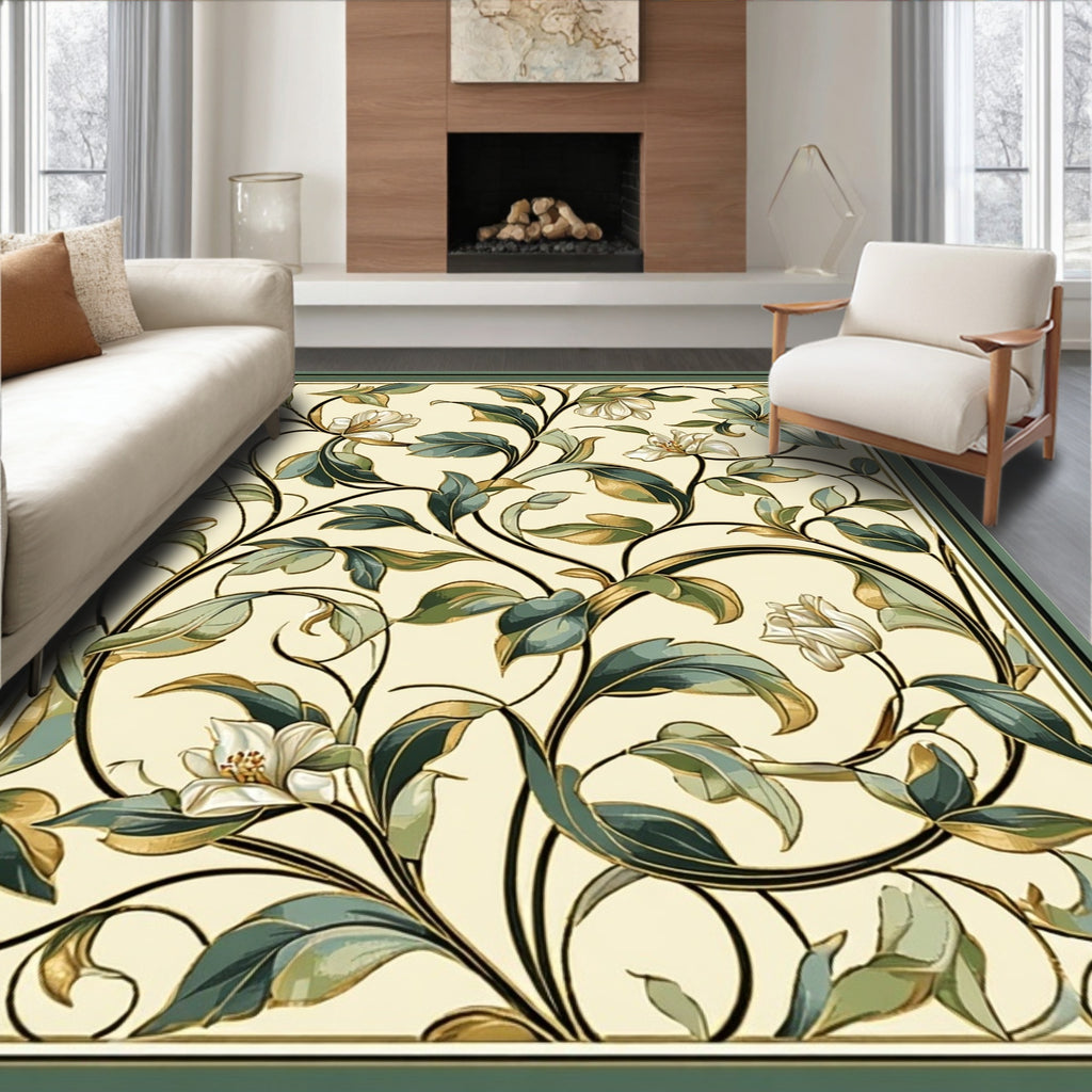 Art Nouveau Floral Vine Border Rug