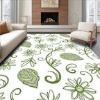 Whimsical Green Floral Swirl Garden Rug