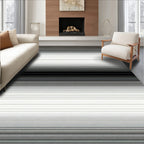 Modern Black White Gradation Stripes Rug