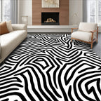 Bold Black White Abstract Lines Rug