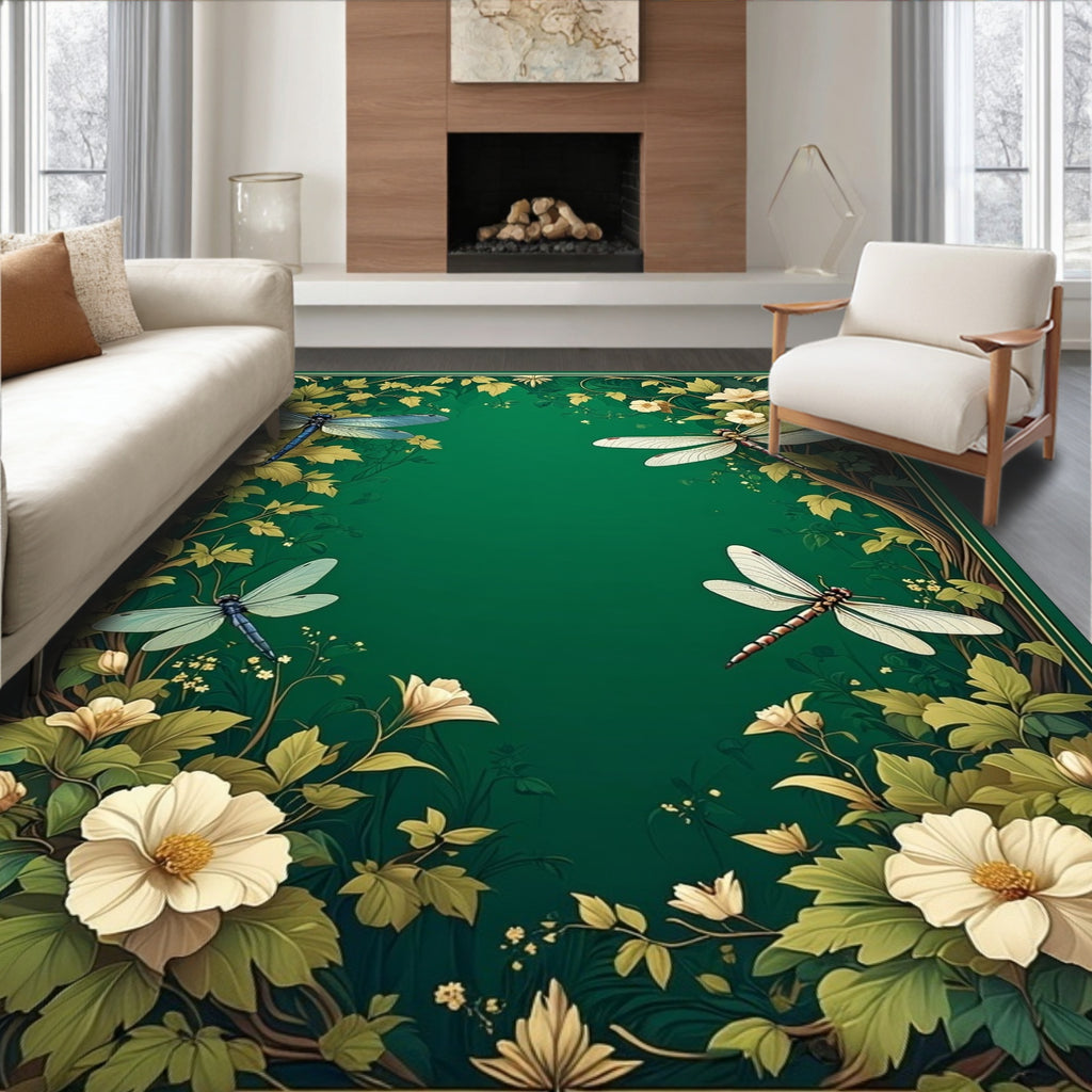Dragonfly Floral Art Nouveau Design Rug