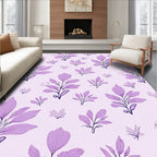 Purple Floral Patterned Botanical Design Rug