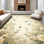 Elegant Floral Dragonflies Vintage Design Rug