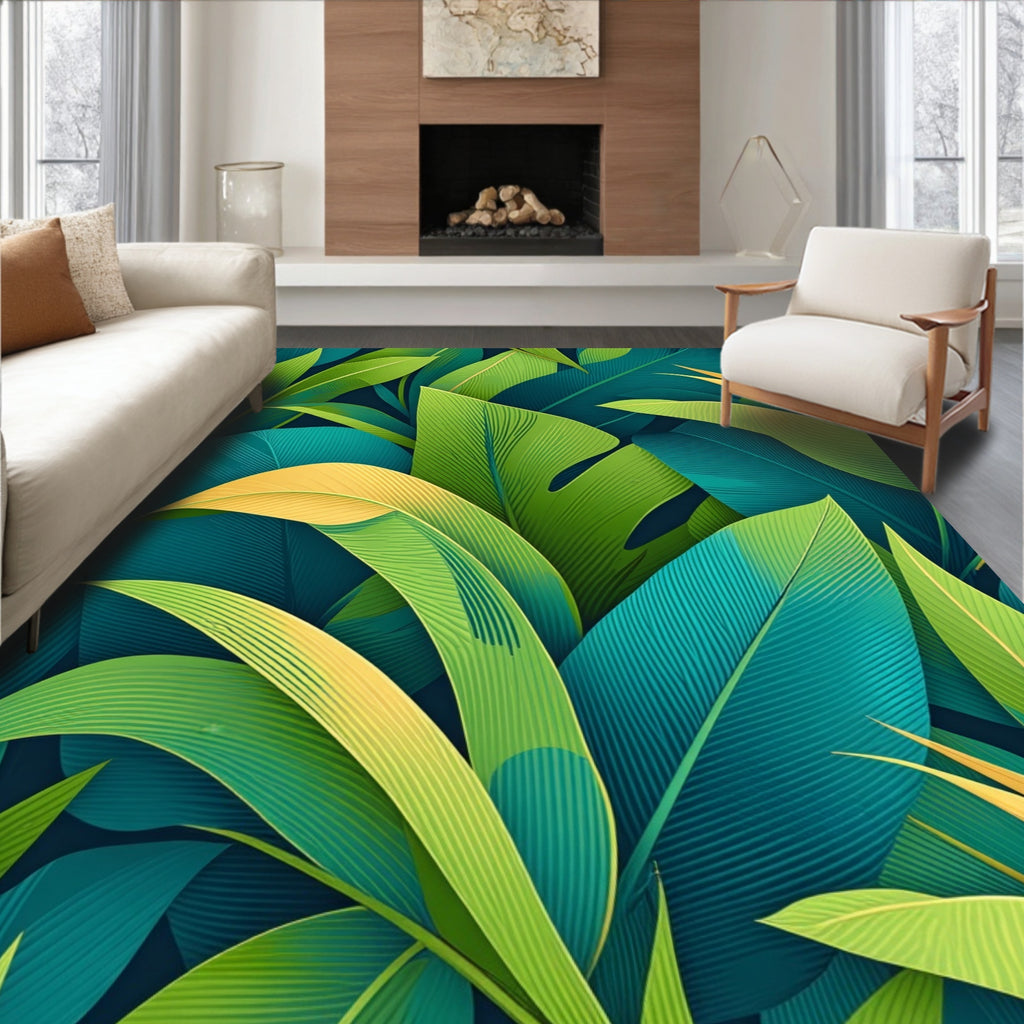 Tropical Leaf Pattern Design Rug