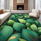 Lush Green Leafy Pattern Rug