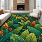 Lush Tropical Foliage Floral Pattern Rug