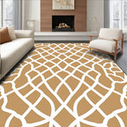 Woven Lattice Brown White Abstract Design Rug