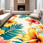 Tropical Hibiscus Floral Tropical Pattern Rug