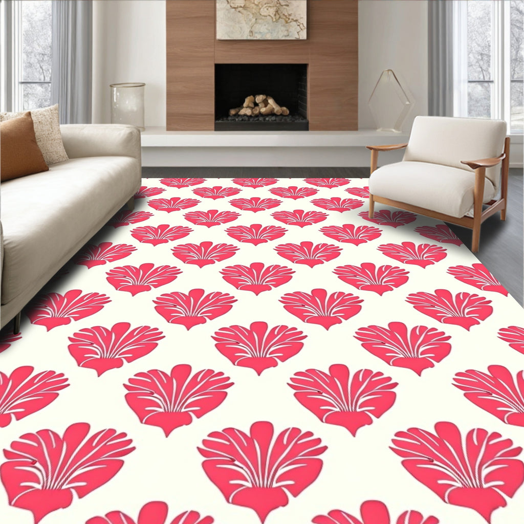 Coral Floral Pattern Rug