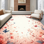 Whimsical Butterflies Floral Vines Rug
