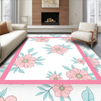 Pink Floral Outline Pattern Rug