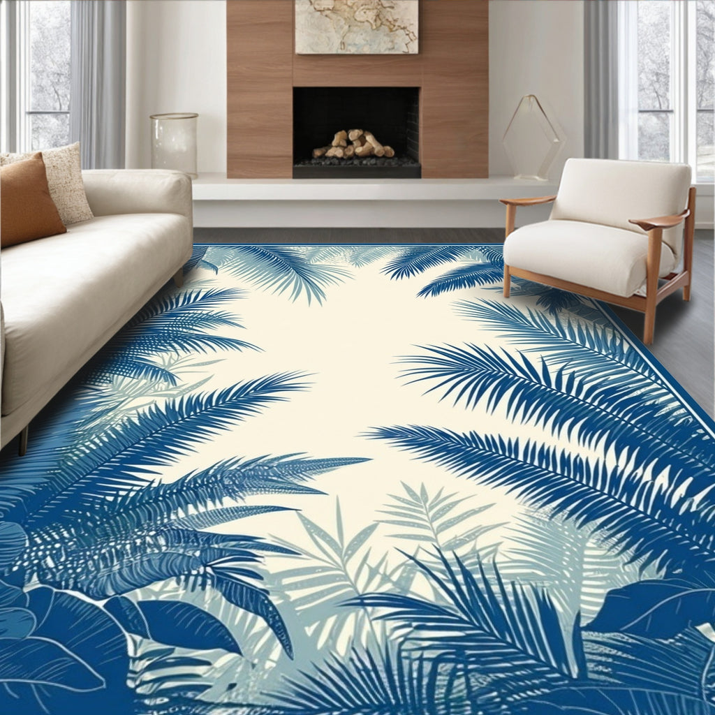 Tropical Palm Leaves Botanical Design Rug