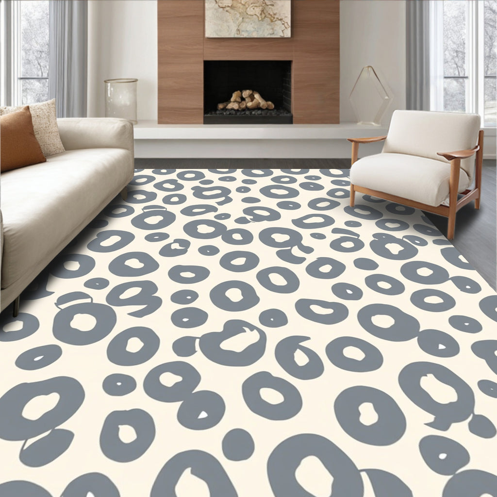 Gray Abstract Leopard Spotted Pattern Rug