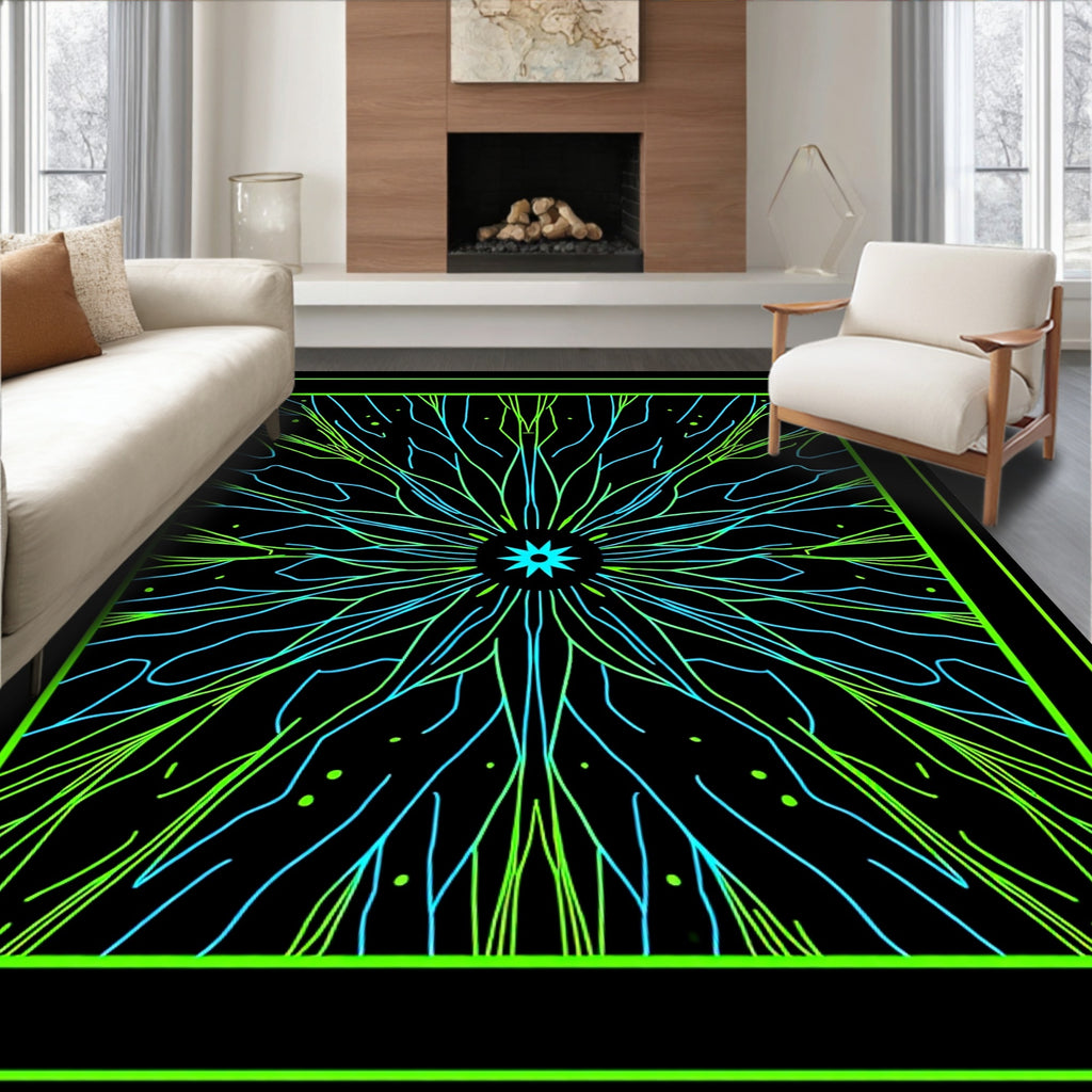 Neon Radial Starburst Design Rug