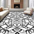 Symmetrical Black White Abstract Pattern Rug