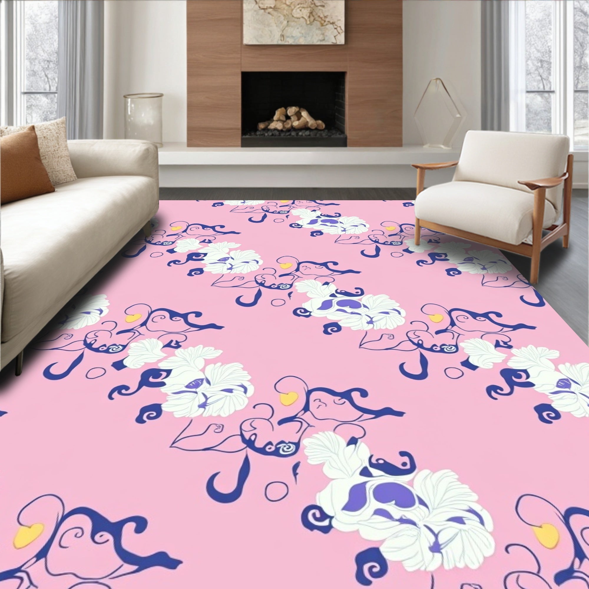 Elegant Floral Vine Pattern Rug