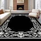 Ornate Floral Scroll Border Design Rug