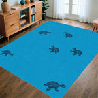 Stylized Turtle Swimmers Pattern Rug