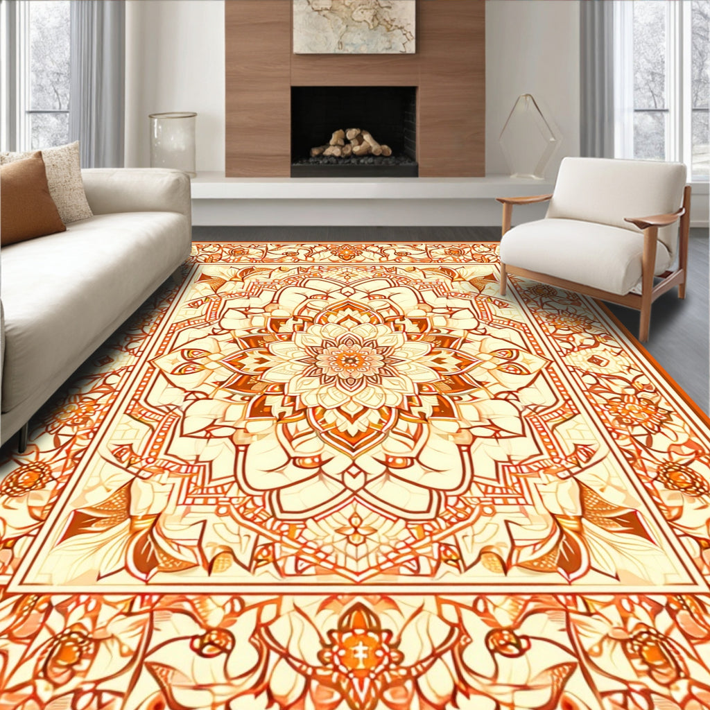 Ornate Floral Mandala Inspired Rug