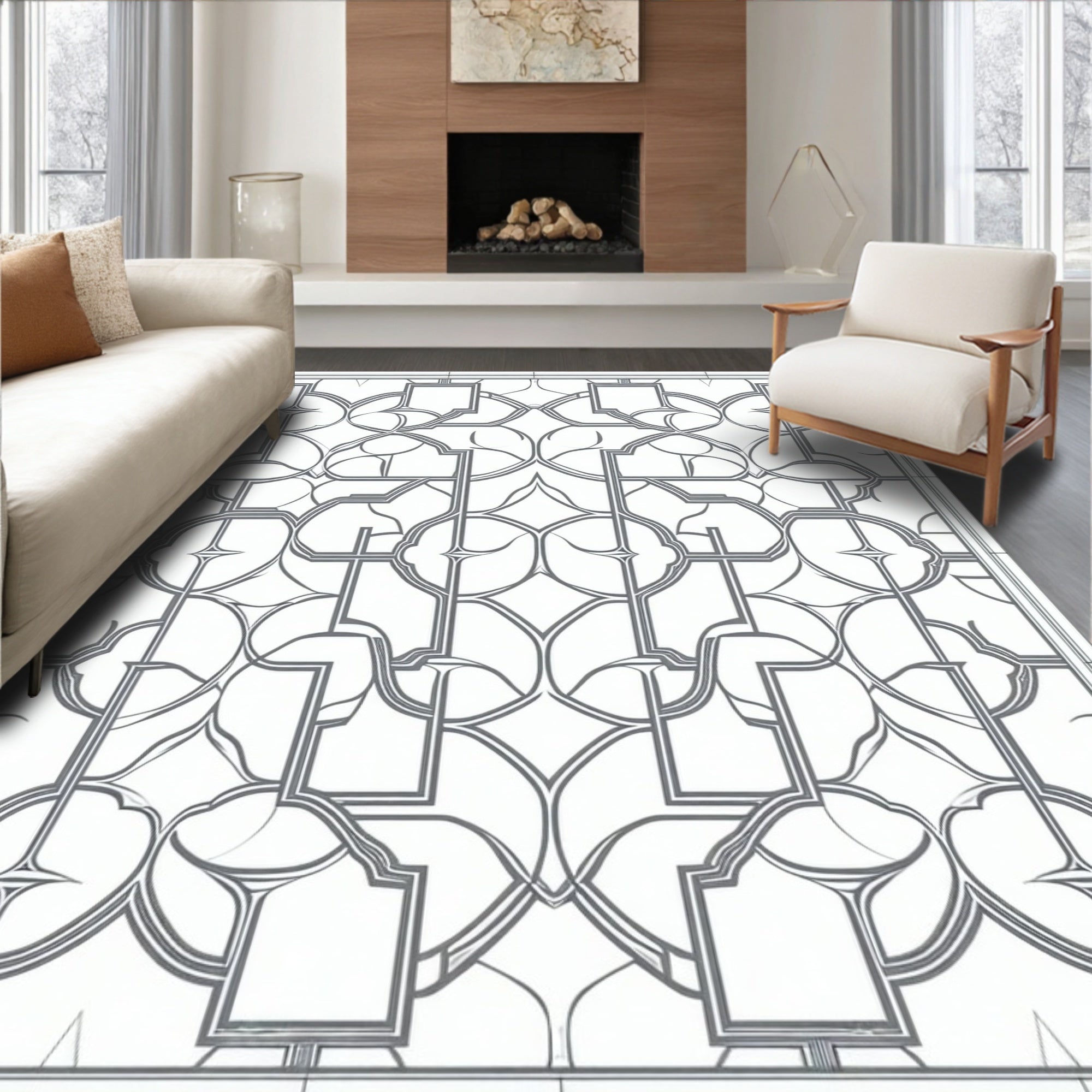 Interlocking Geometric Lattice Design Rug