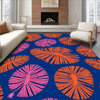 Bright Orange Pink Floral Rays Rug