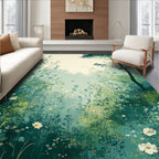 Misty Meadow Floral Bird Scene Rug
