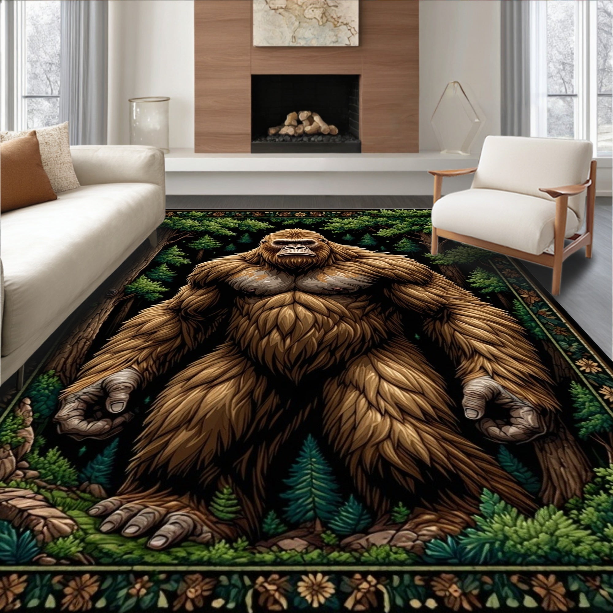 Woodland Big Creature Forest Tapestry Rug