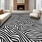 Monochrome Wavy Pattern Rug