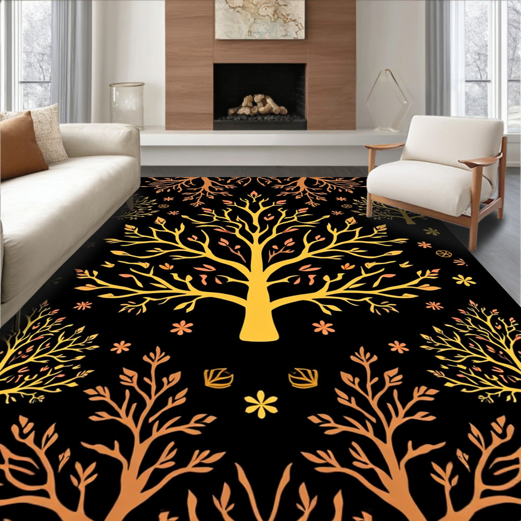 Golden Tree Patterned Rug