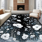 Monochrome Botanical Garden Whimsical Rug