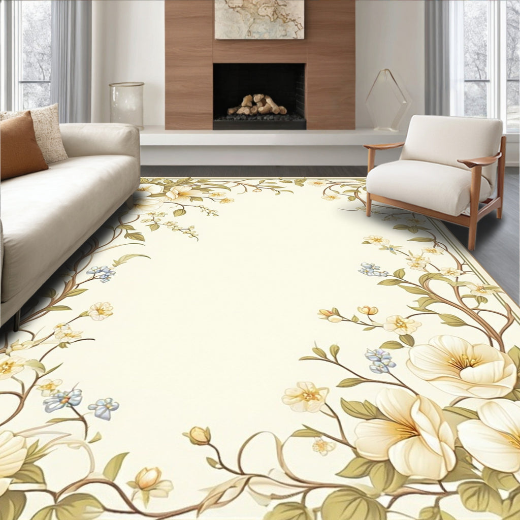 Floral Vine Art Nouveau Border Rug