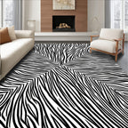 Bold Black White Swirl Pattern Rug
