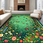 Whimsical Forest Butterfly Garden Rug
