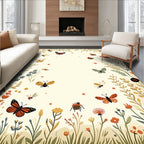 Whimsical Garden Insects Floral Pattern Rug