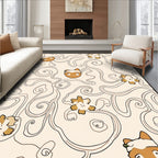 Cute Cat Flower Swirl Pattern Rug