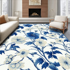 Blue Floral Vines Pattern Rug