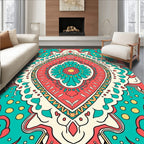 Vivid Floral Mandala Pattern Design Rug