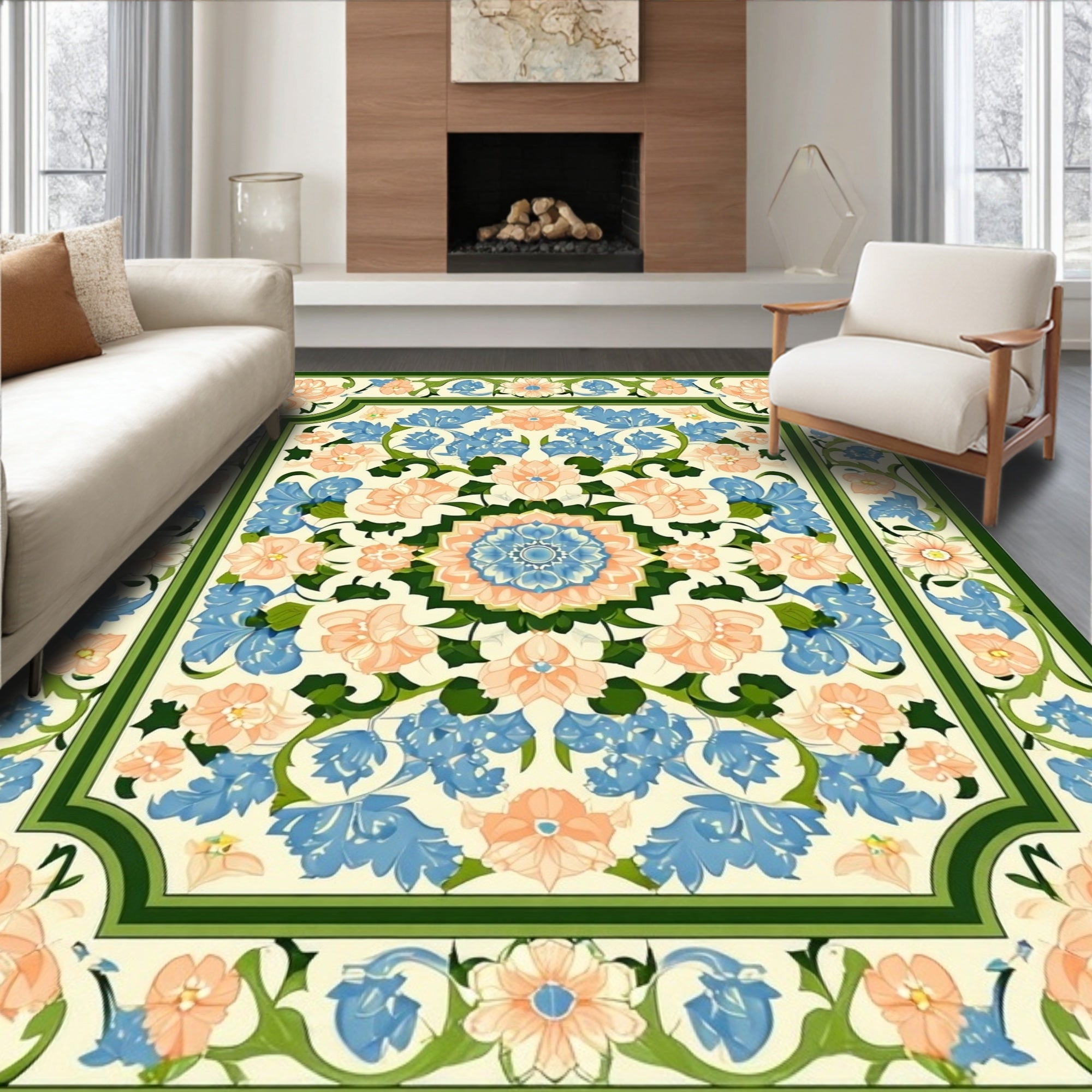 Classic Floral Palace Mandala Rug