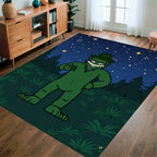 Green Creature Starry Night Woodland Pattern Rug