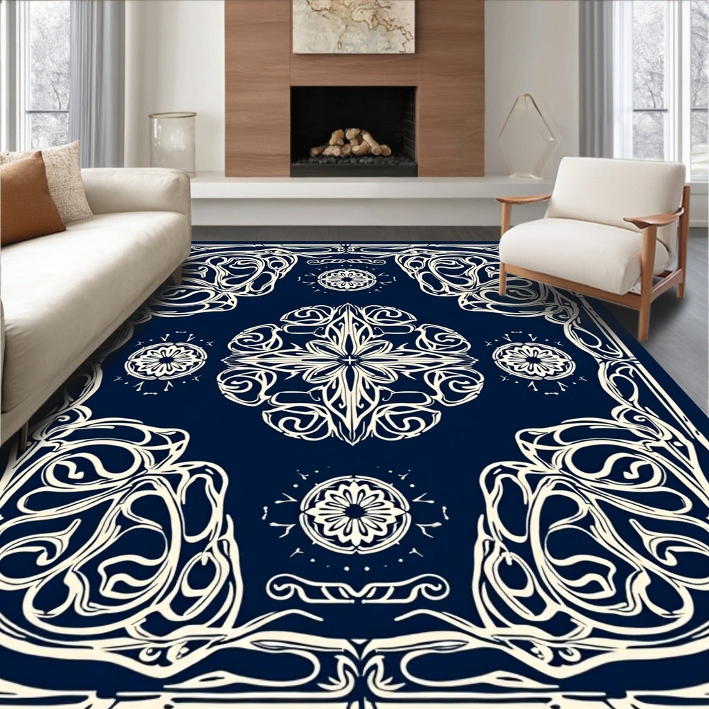 Art Nouveau Floral Mandala Pattern Design Rug