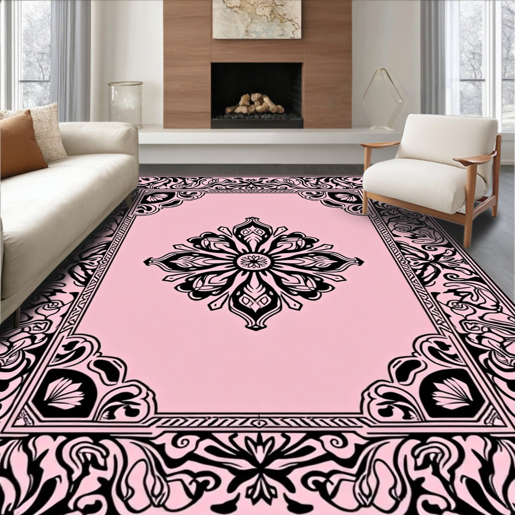 Elegant Floral Scrollwork Medallion Rug