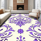 Elegant Purple Floral Damask Pattern Rug