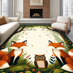 Woodland Creatures Whimsical Forest Design Rug