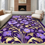 Lavish Purple Floral Golden Vine Rug