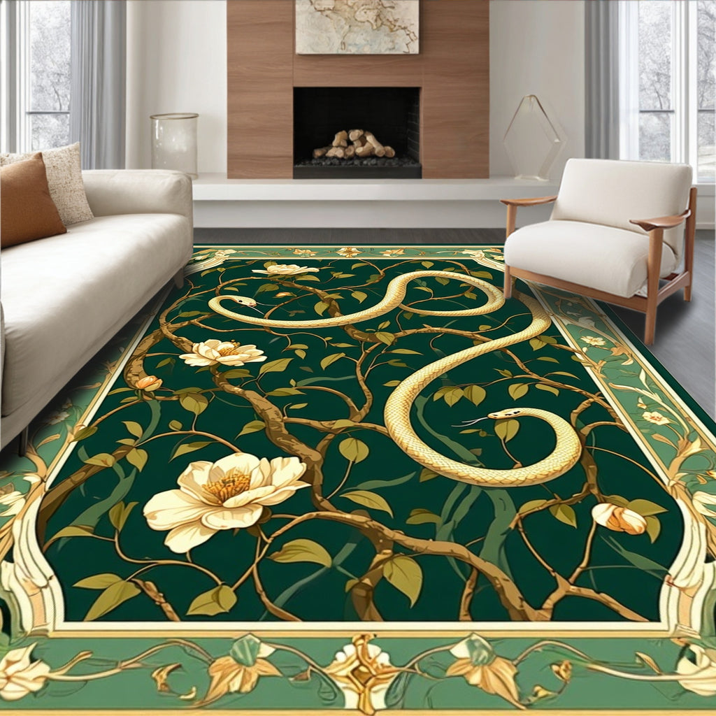 Serpentine Floral Botanical Art Nouveau Rug