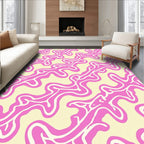 Abstract Pink Wavy Swirl Pattern Rug